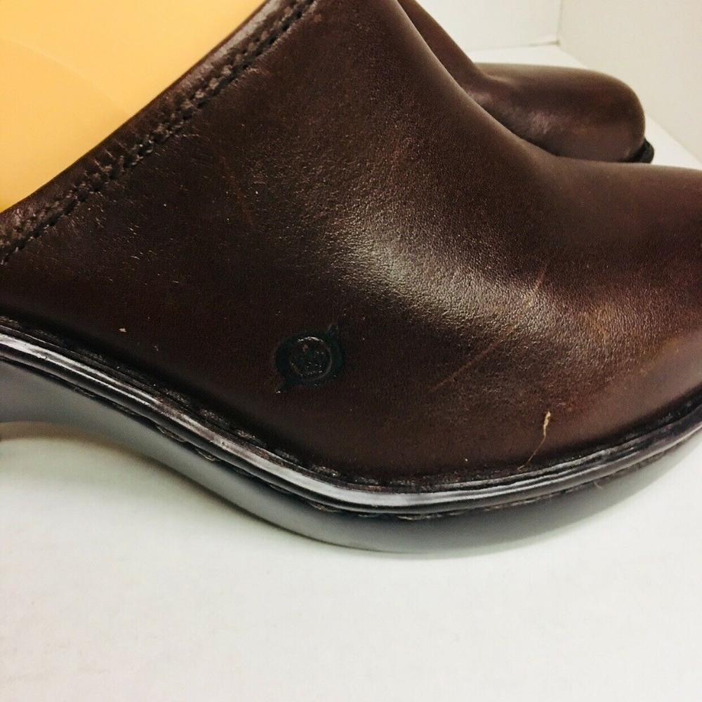 New Born Handcrafted Brown Leather Clogs 10 M 42 - Picture 4 of 8